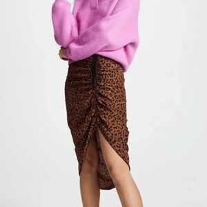 Diane Von Furstenberg Asymmetrical Leopard Skirt in Brown